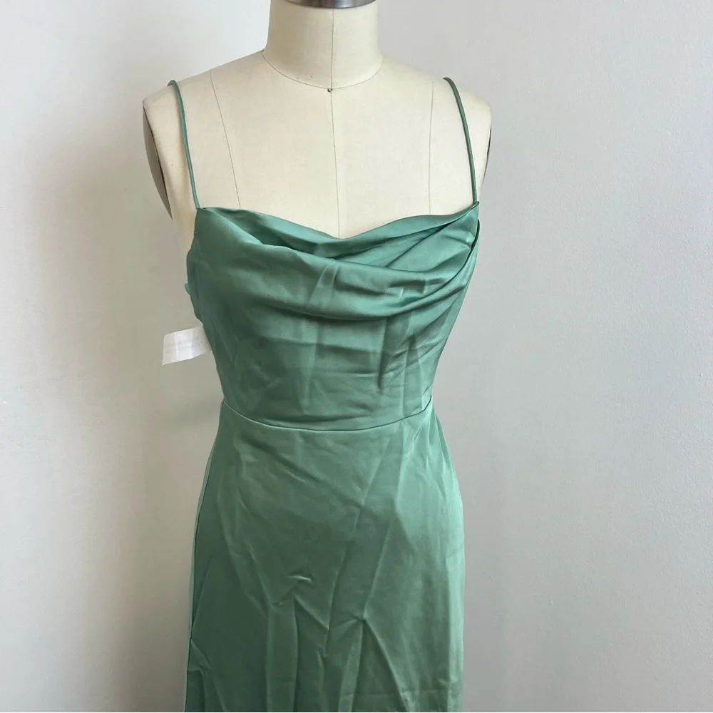 Fame and Partners Rosabel  Maxi green silk dress M75 - Picture 5 of 5